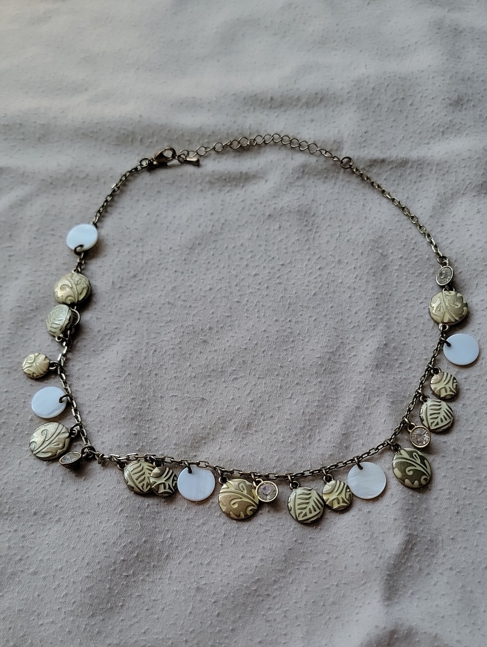 Delicate Cream & White Short Coin Charm Necklace Lia Sophia